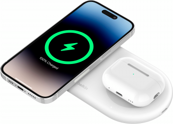 Бездротовий зарядний пристрій BELKIN 2в1 15Вт Pad Qi2 White (WIZ021VFWH) Бездротовий зарядний пристрій BELKIN 2в1 15Вт Pad Qi2 White (WIZ021VFWH) | Фото 8