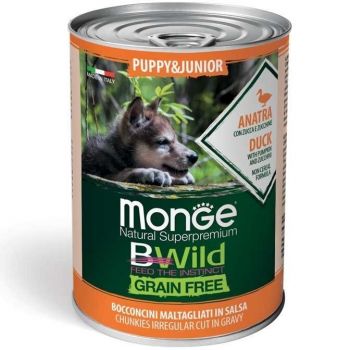 Вологий корм для цуценят Monge Dog Wet Be Wild Puppy & Junior качка, гарбуз та цукіні, 400 г (8009470012607) Вологий корм для цуценят Monge Dog Wet Be Wild Puppy & Junior качка, гарбуз та цукіні, 400 г (8009470012607) | Фото 1