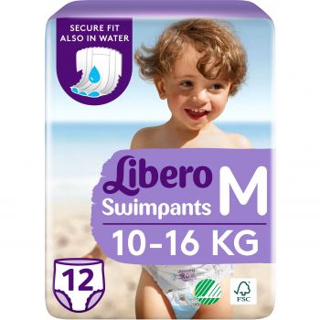 Підгузки-трусики дитячі для плавання LIBERO Swimpants 10-16кг розмір М 12шт (7322541981741) | Фото 1