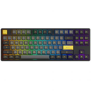 Клавіатура AKKO 5087B Plus Black & Gold, V3 Cream Yellow BT/WL/USB-A, Hot-swappable, EN/UKR, RGB, Black (6925758624206) | Фото 1