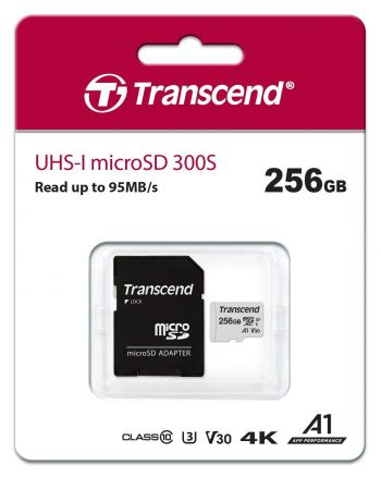 Карта пам`яті TRANSCEND microSDXC 256GB C10 UHS-I R95/W45MB/s + SD-адаптер (TS256GUSD300S-A) | Фото 3