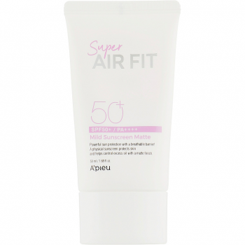 Сонцезахисний матуючий крем A`pieu Super Air Fit Mild Sunscreen Matte SPF50+ 50мл (8809643530552) Купить средство для загара и солнцезащиты Сонцезахисний матуючий крем A`pieu Super Air Fit Mild Sunscreen Matte SPF50+ 50мл (8809643530552) | Фото 1