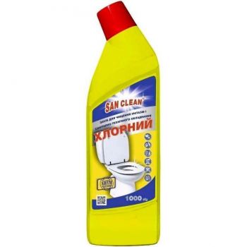 Купить средство для уборки Засіб для чищення унітазів San Clean хлорний 1000 г (4820003545867) | Фото 1