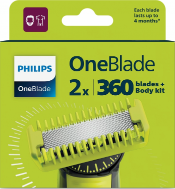 Купить аксессуар к бритвам и эпиляторам Змінне лезо PHILIPS OneBlade QP624/50 (2 шт) з насадками для тіла | Фото 12