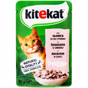 Вологий корм для котів КІТЕКАТ з Лососем в соусі 85г | Фото 1