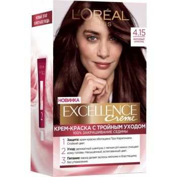Стійка крем-фарба для волосся L'Oreal Paris Excellence Creme 4.15 Морозний шоколад (3600524093990) | Фото 1