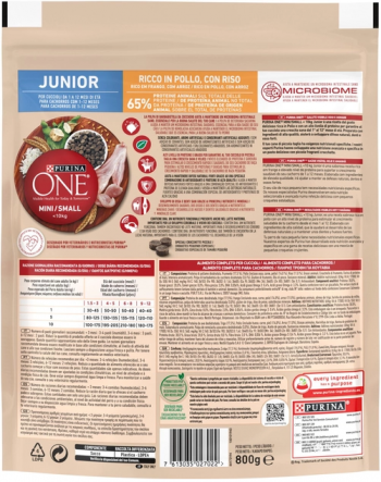 Сухий корм для цуценят малих порід Purina One Mini Junior c куркою та рисом 800 г (7613035027022) Сухий корм для цуценят малих порід Purina One Mini Junior c куркою та рисом 800 г (7613035027022) | Фото 2