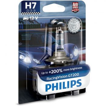 Лампа Philips галогенова 12V H7 55W Px26D Racing Vision Gt200 (PS_12972_RGT_B1) | Фото 1