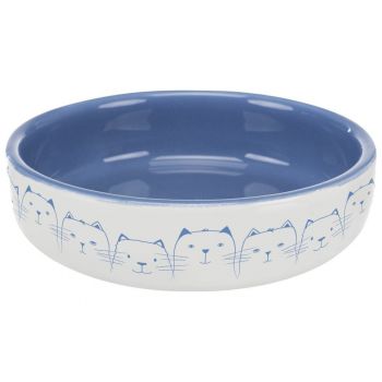 Миска для котів Trixie коротконосих порід, керамічна 0,3 л 15 см, світло синя/біла (4011905247700) | Фото 1