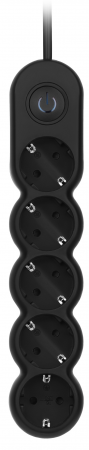 Мережевий подовжувач 2E Plus 5хТип F, 3х1мм, 3м, black (2E-U05VESM3BK) | Фото 6