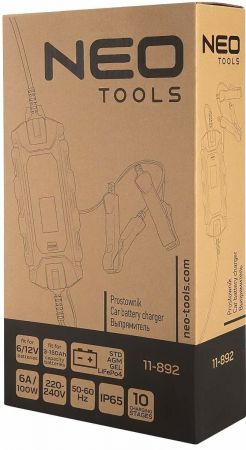 Зарядний пристрій автоматичний Neo Tools, 6/12V 6А 3-150Ah STD/AGM/GEL/LiFePo4 (11-892) | Фото 4