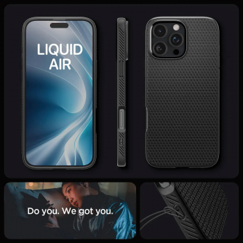 Чохол Spigen для APPLE iPhone 16 Pro, Liquid Air, Matte Black (ACS08117) | Фото 3