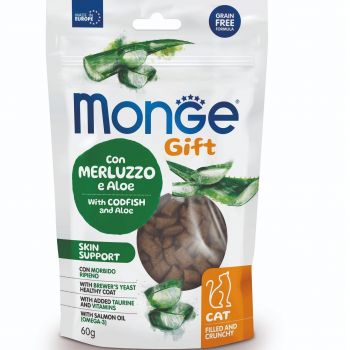 Ласощі для котів Monge Gift Cat Skin support з тріскою і алое 60 г (8009470085045) | Фото 1