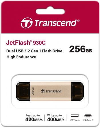 Transcend JetFlash USB 3.2+Type-C 930 Black R420/W400MB/s 256GB (TS256GJF930C) Transcend JetFlash USB 3.2+Type-C 930 Black R420/W400MB/s 256GB (TS256GJF930C) | Фото 2