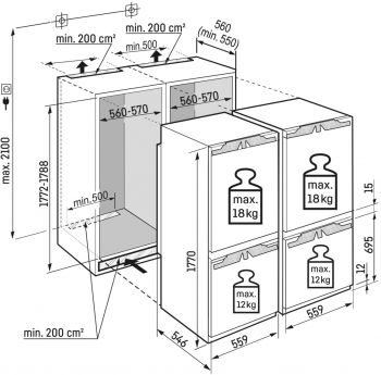 Вбудовуваний холодильник LIEBHERR багатодверний IXCC515522 Вбудовуваний холодильник LIEBHERR багатодверний IXCC515522 | Фото 3