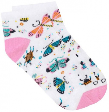 Шкарпетки для дівчаток Duna 23-26 1 пара біло-рожеві з принтом Комахи (4823094657662) | Фото 3