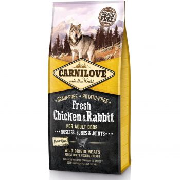 Сухий корм для дорослих собак Carnilove Fresh Muscles, Bones & Joints з куркою та кроликом 12 кг (8595602527526) | Фото 1
