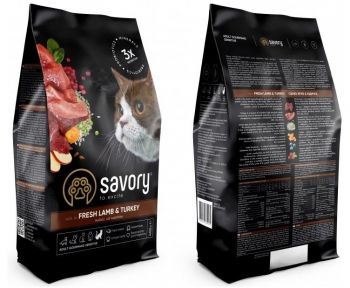 Сухий корм для кішок з чутливим травленням Savory зі свіжим м'ясом ягняти та індички 400 г (4820232630075) | Фото 6