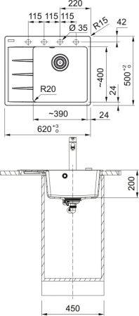 Кухонна мийка FRANKE Centro CNG 611-62 TL сірий камінь (114.0630.461) | Фото 2