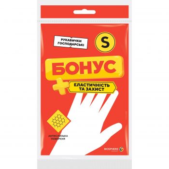 Купить перчатки хозяйственные Рукавички гумові універсальні Файний бонус Економ розмір S 1 пара (4823071628142) | Фото 1