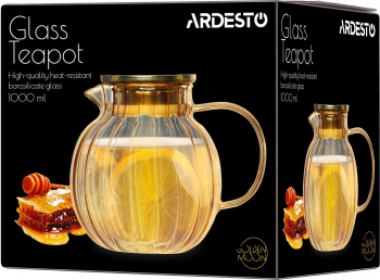 Заварник ARDESTO Golden Moon 1000мл, боросилікатне скло, бамбук, золотистий (AR3010BBG) | Фото 4