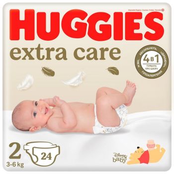 Підгузки HUGGIES Extra Care 2, 3-6 кг 24 шт (5029053550275) | Фото 1