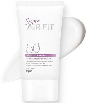 Сонцезахисний матуючий крем A`pieu Super Air Fit Mild Sunscreen Matte SPF50+ 50мл (8809643530552) Купить средство для загара и солнцезащиты Сонцезахисний матуючий крем A`pieu Super Air Fit Mild Sunscreen Matte SPF50+ 50мл (8809643530552) | Фото 4