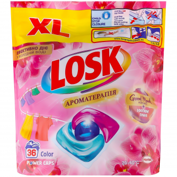 Капсули для прання Losk Power Caps Ароматерапія Ефірні олії та аромат Малазійська квітка 36 шт (9000101803020) | Фото 1