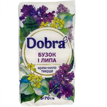 Крем-мило туалетне Dobra Бузок та липа 70г*5шт (4820195509166) | Фото 1