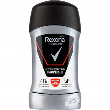 Купить дезодорант и антипреспирант Антиперспірант-стік Rexona Men Активний захист Невидимий на чорному та білому одязі 50мл | Фото 1