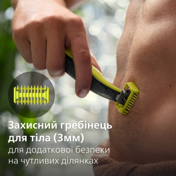 Купить аксессуар к бритвам и эпиляторам Змінне лезо PHILIPS OneBlade QP624/50 (2 шт) з насадками для тіла | Фото 5