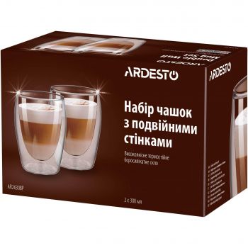 Купить чашку, кружку Набір чашек ARDESTO з подвійними стінками, 300мл, 2шт (AR2630BP) | Фото 1