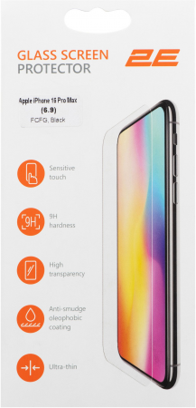 Захисне скло 2E для APPLE iPhone 16 Pro Max 2.5D FCFG (1 Pack), black border | Фото 2