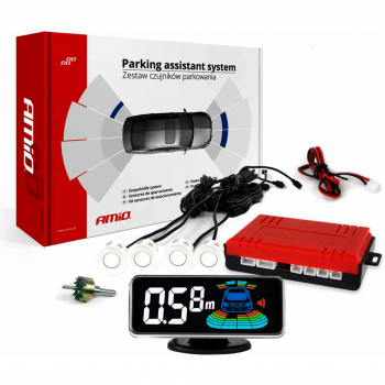 Система паркування Amio LED-GRAF 3D 4 датчика білий 03188 (5903293031889) | Фото 1