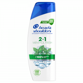 Шампунь та бальзам-ополіскувач проти лупи Head & Shoulders 2в1 Свіжість ментолу 330мл | Фото 1