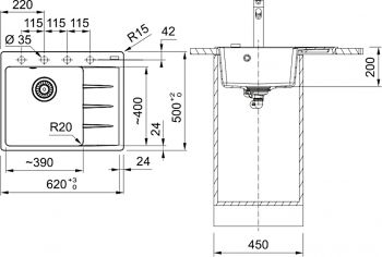 Мийка кухонна FRANKE Centro CNG 611-62 TL сірий сланець (114.0716.712) | Фото 2