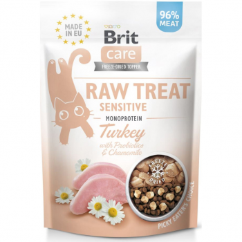 Ласощі для кішок Brit Care Raw Treat Sensitive з індичкою 40г (8595602569571) | Фото 1