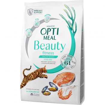 Беззерновий корм Optimeal Beauty Fitness для стерилізованих котів з морепродуктами 4кг (B1842601) | Фото 1