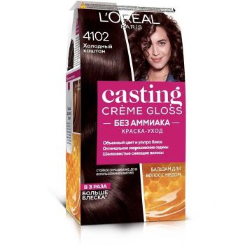 Крем-фарба для волосся без аміаку L'Oreal Paris Casting Creme Gloss 4102 Холодний каштан | Фото 1
