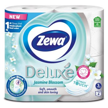 Купить бумагу туалетную Туалетний папір ZEWA Deluxe Jasmine Blossom 3 шари 4 рулони (7322542174074) | Фото 1