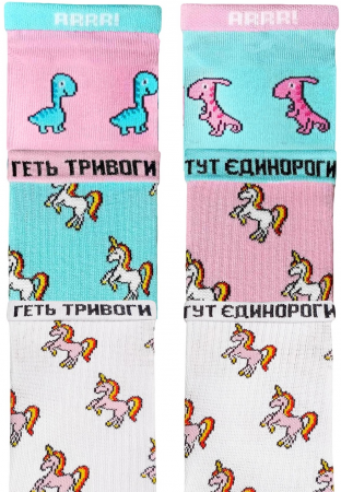 Набір шкарпеток NOSKAR Динозаври Єдинороги 36-40 3 пари різнокольорові | Фото 2