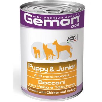 Вологий корм для цуценят Gemon Dog Puppy & Junior зі смаком курки та індички 415 г (8009470387866) Вологий корм для цуценят Gemon Dog Puppy & Junior зі смаком курки та індички 415 г (8009470387866) | Фото 1