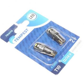 Купить автомобильную лампу Лампа Tempest LED габарит 12/24V T10 4SMD Canbus White 2шт (49051283019) | Фото 1