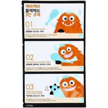 Набір для очищення від чорних цяток A'PIEU Goblin Blackhead 3-Step Nose Pack 3г/0,2 г/3г (8809530062616) Набір для очищення від чорних цяток A'PIEU Goblin Blackhead 3-Step Nose Pack 3г/0,2 г/3г (8809530062616) | Фото 1