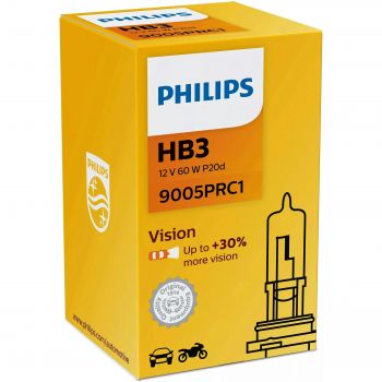 Купить автомобильную лампу Лампа Philips галогенова 12V Hb3 60W P20D Vision +30% (PS_9005_PR_C1) | Фото 1