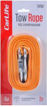 Трос буксирувальний Carlife стрічковий з металевими гачками 3т. 4м. (TR702) Трос буксирувальний Carlife стрічковий з металевими гачками 3т. 4м. (TR702) | Фото 3