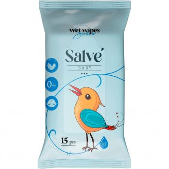 Серветки вологі дитячі Salve сині 15 шт (5853954200478) | Фото 1