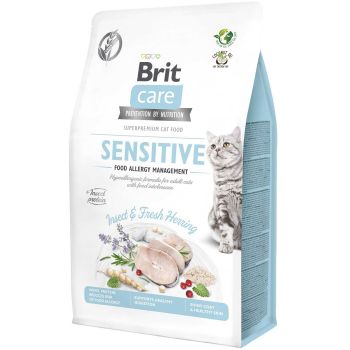 Сухий корм для кішок з харчовою непереносимістю Brit Care Cat GF Insect з комахами та рибою 0,4 kg (8595602554201) | Фото 1