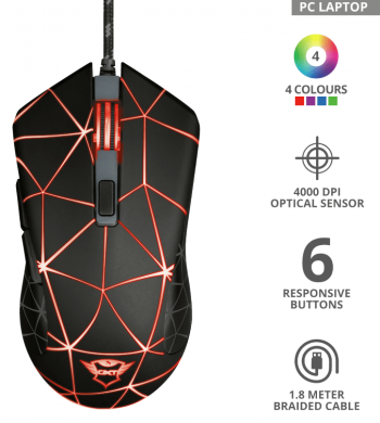 Ігрова миша TRUST GXT133 LOCX BLACK (22988_TRUST) Ігрова миша TRUST GXT133 LOCX BLACK (22988_TRUST) | Фото 2