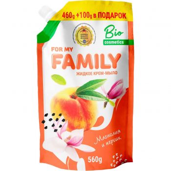 Крем-мило рідке For my Family Магнолія та персик 560г (4260637721501) | Фото 1